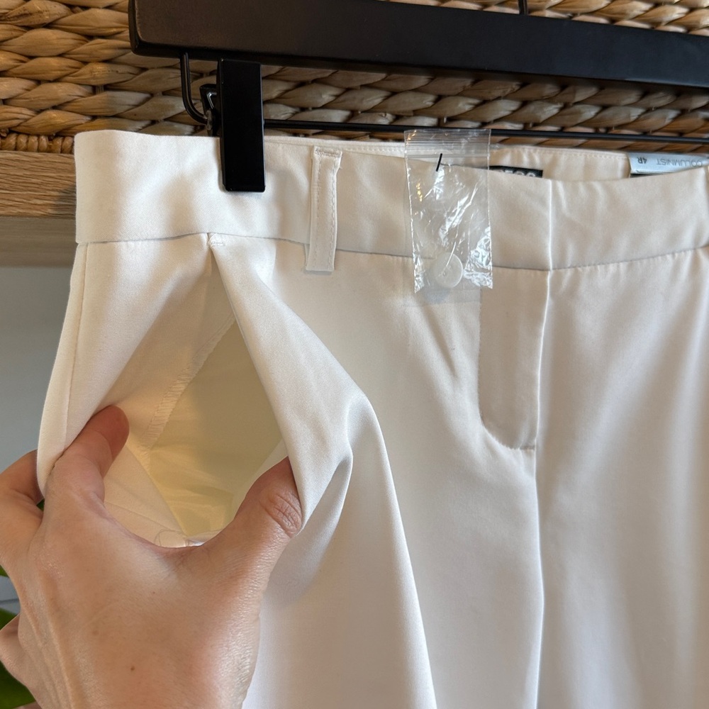 NWT Express Columnist Ankle Low-Rise White Woven Career Dress Pant Trouser, 4 - Picture 4 of 8